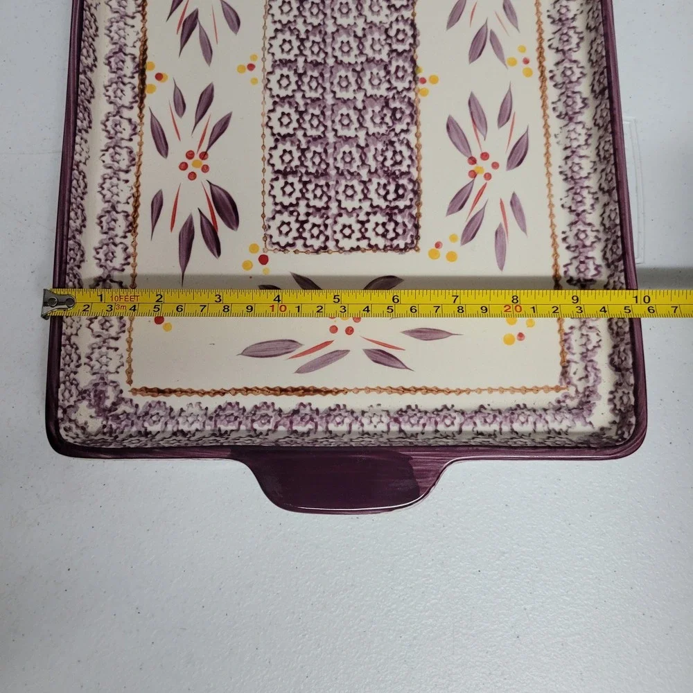 Temp-tations Old World Purple Rectangular Serving Tray Platter Cottagecore